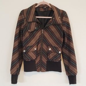 H&M Black Brown Teal Blue Unique Patterned Jacket